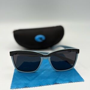 🌊 Costa Del Mar 580P Polarized Sunglasses... Black & Ice Blue 100% Authentic